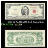 1963 $2 Red Seal United States Note Grades Choice