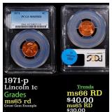1971-p Lincoln Cent 1c ms65 rd PCGS