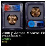 2008-p James Monroe Presidential Dollar First Day