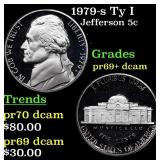 1979-s Ty I Proof Jefferson Nickel 5c Grades GEM++