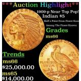 1909-p Gold Indian Half Eagle Near Top Pop! $5 GEM