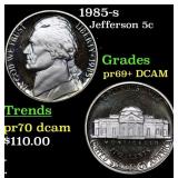 1985-s Proof Jefferson Nickel 5c Grades GEM++ Proo