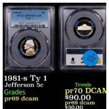 1981-s Ty 1 Proof Jefferson Nickel 5c pr69 dcam PC
