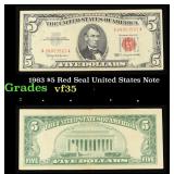 1963 $5 Red Seal United States Note Grades vf++