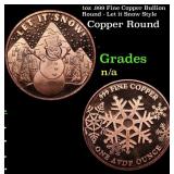 1oz .999 Fine Copper Bullion Round - Let it Snow S