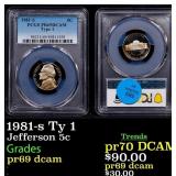 1981-s Ty 1 Proof Jefferson Nickel 5c pr69 dcam PC