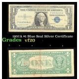 1957A $1 Blue Seal Silver Certificate Grades vf, v