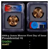 2008-p James Monroe Presidential Dollar First Day