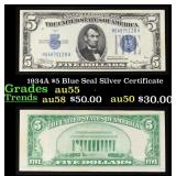 1934A $5 Blue Seal Silver Certificate Grades Choic