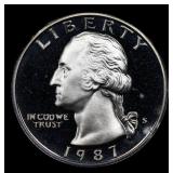 1987-s Proof Washington Quarter 25c Grades GEM++ P