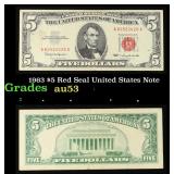 1963 $5 Red Seal United States Note Grades Select