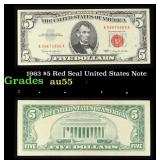 1963 $5 Red Seal United States Note Grades Choice
