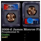 2008-d James Monroe Presidential Dollar First Day