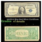 1957B $1 Blue Seal Silver Certificate Grades vf de