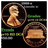 1999-s Proof Lincoln Cent 1c pr70 rd DCAM SEGS