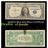 1957B $1 Blue Seal Silver Certificate Grades vf de