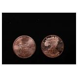 Group of Two 1oz .999 Fine Copper Bullion Rounds -