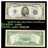 1934D $5 Blue Seal Silver Certificate Grades Choic