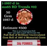 BU Shotgun Lincoln 1c roll, 1987-p 50 pcs Bank Wra