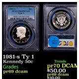 1981-s Ty 1 Proof Kennedy Half Dollar 50c pr69 dca