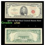 1963 $5 Red Seal United States Note Grades xf