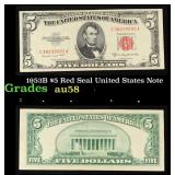 1953B $5 Red Seal United States Note Grades Choice