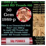 BU Shotgun Lincoln 1c roll, 1989-p 50 pcs Bank Wra