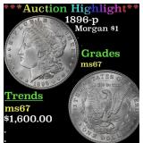 1896-p Morgan Dollar $1 ms67 SEGS