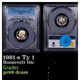 1981-s Ty 1 Proof Roosevelt Dime 10c pr69 dcam PCG