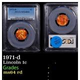 1971-d Lincoln Cent 1c ms64 rd PCGS