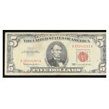 1963 $5 Red Seal United States Note Grades vf++