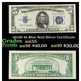 1934D $5 Blue Seal Silver Certificate Grades Choic