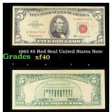 1963 $5 Red Seal United States Note Grades xf