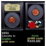 1951 Proof Lincoln Cent 1c Graded GEM+ Proof Cameo