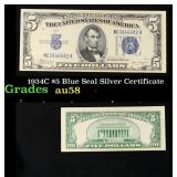 1934C $5 Blue Seal Silver Certificate Grades Choic
