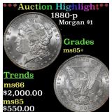 1880-p Morgan Dollar $1 ms65+ SEGS