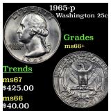 1965-p Washington Quarter 25c Grades GEM++ Unc