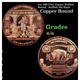 1oz .999 Fine Copper Bullion Round - Buffalo $10 S