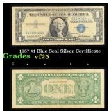 1957 $1 Blue Seal Silver Certificate Grades vf+