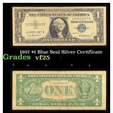 1957 $1 Blue Seal Silver Certificate Grades vf+