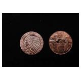 Group of Two 1oz .999 Fine Copper Bullion Rounds -