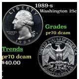 1989-s Proof Washington Quarter 25c Grades GEM++ P