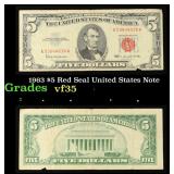 1963 $5 Red Seal United States Note Grades vf++