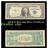 1957B $1 Blue Seal Silver Certificate Grades vf++
