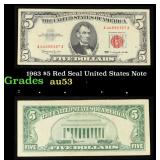 1963 $5 Red Seal United States Note Grades Select