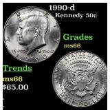 1990-d Kennedy Half Dollar 50c Grades GEM+ Unc
