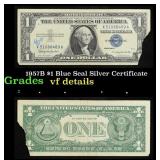 1957B $1 Blue Seal Silver Certificate Grades vf de