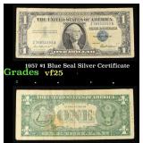 1957 $1 Blue Seal Silver Certificate Grades vf+