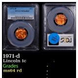 1971-d Lincoln Cent 1c ms64 rd PCGS