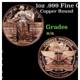 1oz .999 Fine Copper Bullion Round - Standing Libe